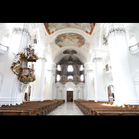 Weingarten, Basilika  St. Martin, Innenraum in Richtung Orgel