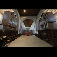 Reichenau, Mnster St. Maria und Markus Mittelzell, Blick vom Ostchor zum Westchor, links und rechts die Orgel