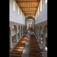 Schaffhausen, Münster (ehem. Kloster zu Allerheiligen), Innenraum in Richtung Chor, Blick von der Orgelempore