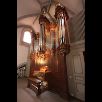 Vevey, Saint-Martin, Orgel mit Spieltisch seitlich