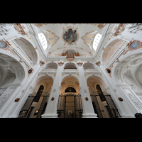Luzern, Jesuitenkirche, Kirchenrckwand mit Orgel perspektivisch