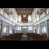 Luzern, Christuskirche (christkatholisch), Innenraum in Richtung Orgel