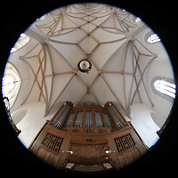 Bautzen, Dom St. Petri, Eule-Orgel und Blick ins Gewölbe