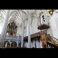 Görlitz, Frauenkirche, Seitlicher Blick auf Orgel und Kanzel
