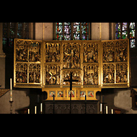 Venlo, Sint Martinus Basiliek, Hochaltar - neogotischer Flügelaltar aus dem 19. Jr. zeigt das Leben und die Passion Christi