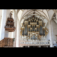 Merseburg, Dom St. Johannes und St. Laurentius, Orgel mit Kanzel im Vordergrund