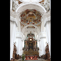 Weingarten, Basilika  St. Martin, Chrraum mit Hochaltar und Deckengemälden