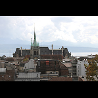 Lausanne, Saint-François, Ansicht vom Place de la Cathédrale vom gegenüberliegenden Hügel