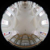 Straubing, Basilika St. Jakob, Blick von der Orgel ins Gewölbe