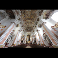 Metten, Benediktinerabtei, Klosterkirche St. Michael, Innenraum mit Deckengemälden