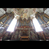 Metten, Benediktinerabtei, Klosterkirche St. Michael, Orgel perspektivisch