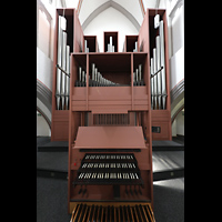 Mönchengladbach, Citykirche, Rückpositiv mit Spieltisch und Orgel