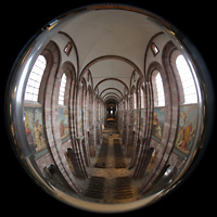 Speyer, Kaiser- und Mariendom, Blick vom Spieltisch in den Dom, links und rechts groe Prospektpfeifen