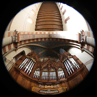 Helmstedt, Klosterkirche St. Marienberg, Emporenorgel mit Blick zur Holzdecke