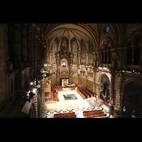 Montserrat, Abadia de Montserrat, Basílica Santa María, Blick vom Triforium in den Chorraum