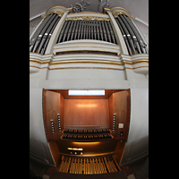Bayreuth, Spitalkirche, Spieltisch mit Orgel
