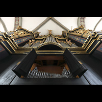 Wolfenbttel, Hauptkirche Beatae Mariae Virginis, Blick vom Spieltisch auf die Orgel