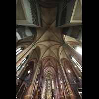 Papenburg, St. Antonius, Blick ber die Orgel ins Gewlbe und in die Kirche