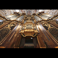 Hauptorgel mit mechanischem Spieltisch vor der Renovierung Passau, Dom St. Stephan, Hauptorgel mit mechanischem Spieltisch vor der Renovierung