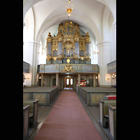 Stockholm, Maria Magdalena kyrka, Innenraum in Richtung Hauptorgel
