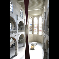 Kln (Cologne), Jesuitenkirche / Kunst-Station St. Peter, Seitlicher Blick von der Orgelempore in die Kirche