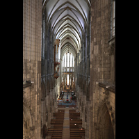 Köln (Cologne), Dom St. Peter und Maria, Blick vom westlichen Triforium in den Dom und zur Langhausorgel