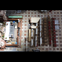 Blick vom Balkon auf die einzubauenden Pfeifen der neuen Balkonorgel Nord Juli 2023 Passau, Dom St. Stephan, Blick vom Balkon auf die einzubauenden Pfeifen der neuen Balkonorgel Nord Juli 2023