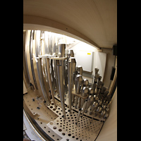 Balkonorgel Nord im Aufbau Juli 2023 - hinten: Klarinetten und Flügelhorn Passau, Dom St. Stephan, Balkonorgel Nord im Aufbau Juli 2023 - hinten: Klarinetten und Flügelhorn