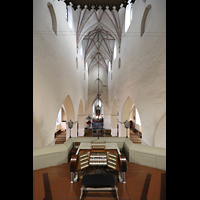 Tallinn (Reval), Oleviste kirik (Olai-Kirche), Blick ber den Spieltisch in die Kirche