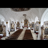 Weilheim i.OB., Stadtpfarrkirche Mariä Himmelfahrt, Blick von der Orgelempore in die Kirche