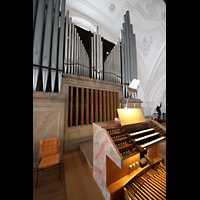 Weilheim i.OB., Stadtpfarrkirche Mari Himmelfahrt, Alte Orgel mit Spieltisch (bis 2023)