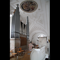Weilheim i.OB., Stadtpfarrkirche Mari Himmelfahrt, Alte Orgel mit Rckpositiv (bis 2023)