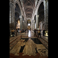 Siena, Cattedrale di Santa Maria Assunta, Hauptschiff mit Figuren als Intarsienarbeit im Marmorboden