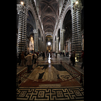 Siena, Cattedrale di Santa Maria Assunta, Hauptschiff mit Figuren als Intarsienarbeit im Marmorboden