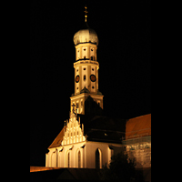 Augsburg, St. Ulrich und Afra, Turm bei Nacht