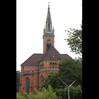Düsseldorf, Johanneskirche, Blick auf Chor, Querhaus und Turm