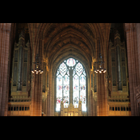 Liverpool, Anglican Cathedral, Orgelprospekt in Richtung Langhaus