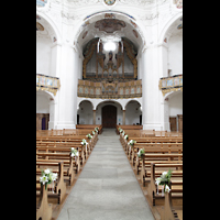 Muri, Klosterkirche, Innenraum in Richtung Hauptorgel