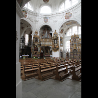 Muri, Klosterkirche, Innenraum in Richtung Epistelorgel