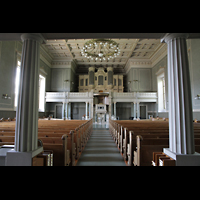 Zürich, Neumünster, Gesamter Innenraum in Richtung Orgel und Altar