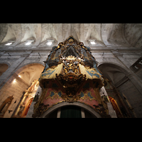 Santanyí (Mallorca), Sant Andreu, Orgelempore mit Blick ins Gewölbe