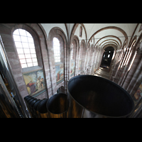 Speyer, Kaiser- und Mariendom, Blick ber die Prospektpeifen des Majorbass 16 in den Dom