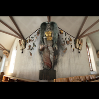 Freudenstadt, Ev. Stadtkirche, Apokalyptischer Engel - moderne Skulptur an der Ecke der Winkelkirche