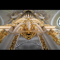 Dresden, Frauenkirche, Orgelprospekt vom Spieltisch aus gesehen