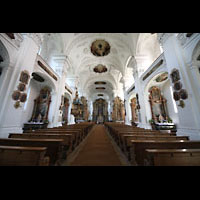 Irsee, St. Peter und Paul (ehem. Abteikirche), Innenraum in Richtung Chor