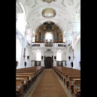 Irsee, St. Peter und Paul (ehem. Abteikirche), Innenraum in Richtung Orgel