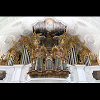 Irsee, St. Peter und Paul (ehem. Abteikirche), Reich verzierter Orgelprospekt
