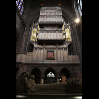 Chester, Cathedral, Orgel, rückseitiger Prospekt im nördlichen Querschiff