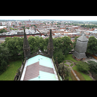 Chester, Cathedral, Dach des Chorraums mit Blick zum neuen Glockenturm von 1975 (rechts)
