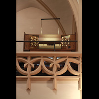 Berlin, St. Afra, Institut St. Philipp Neri, Spieltisch auf der Choir-Empore von unten gesehen